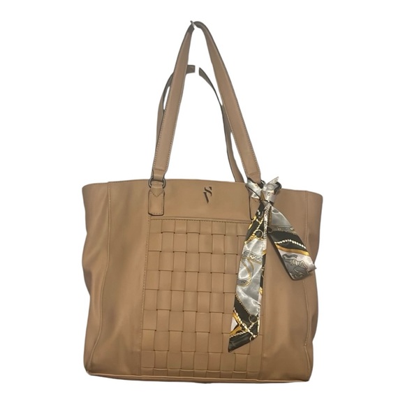 Vera Wang Large Raddix Tote Handbag Purse - Country Beige Tan Woven - Picture 1 of 7